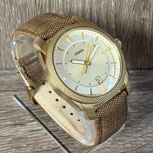 Gold Fossil Machine Stainless Steel Men’s Watch With New Battery